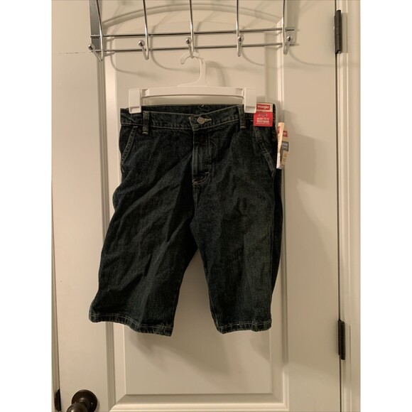 Boys Wrangler Blue Jean Shorts Straight Fit Utility Size 12 Husky - Picture 1 of 9